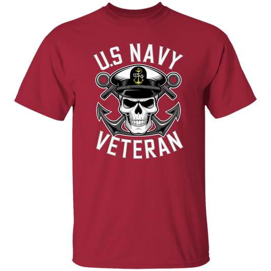 US Navy Veteran Skull 5.3 oz. T-Shirt