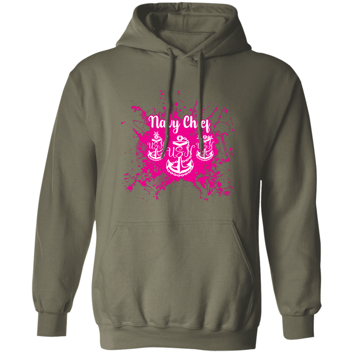 Navy Chief Pink Paint Pullover Hoodie