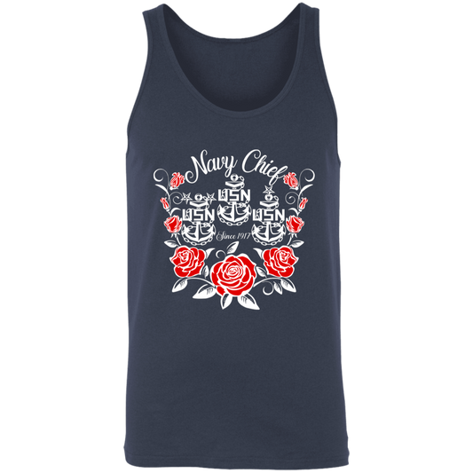 Navy Chief Rose White Unisex Tank