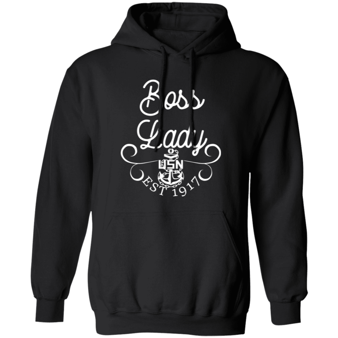 Boss Lady White Design Pullover Hoodie
