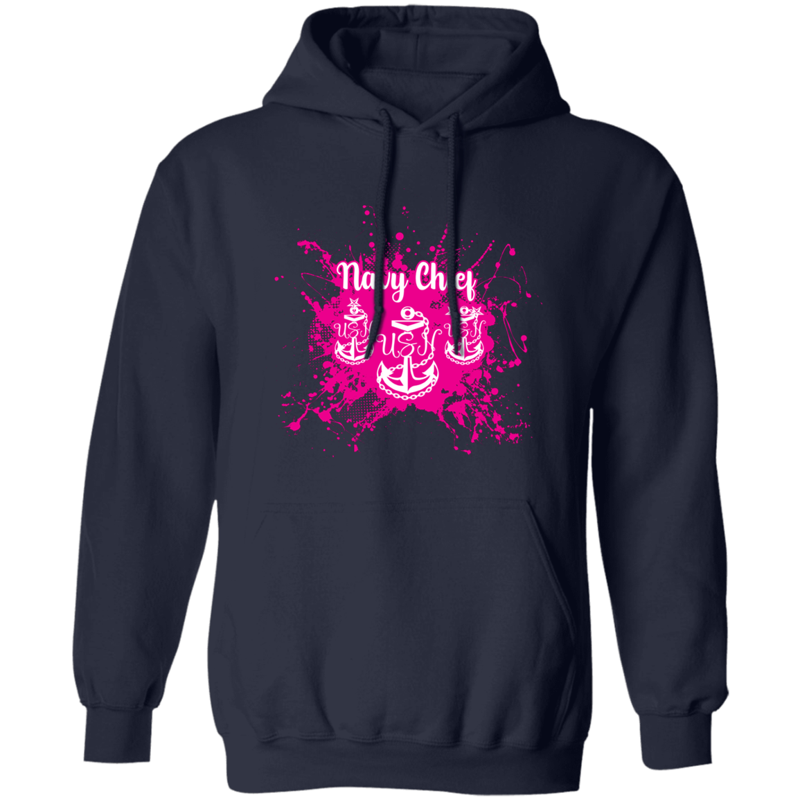 Navy Chief Pink Paint Pullover Hoodie
