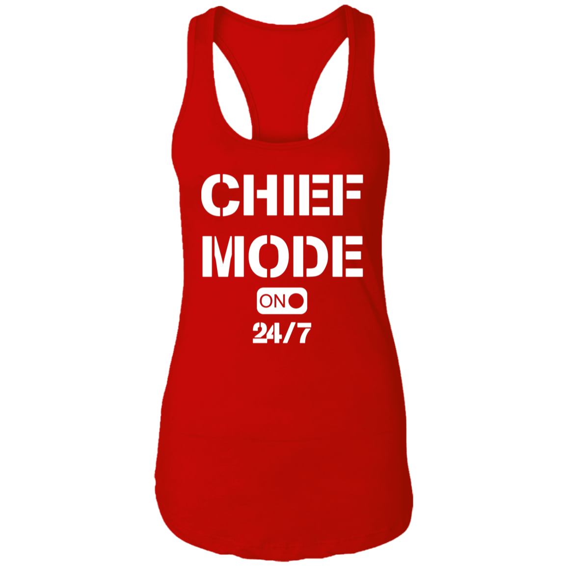 Chief Mode White Ladies Racerback Tank