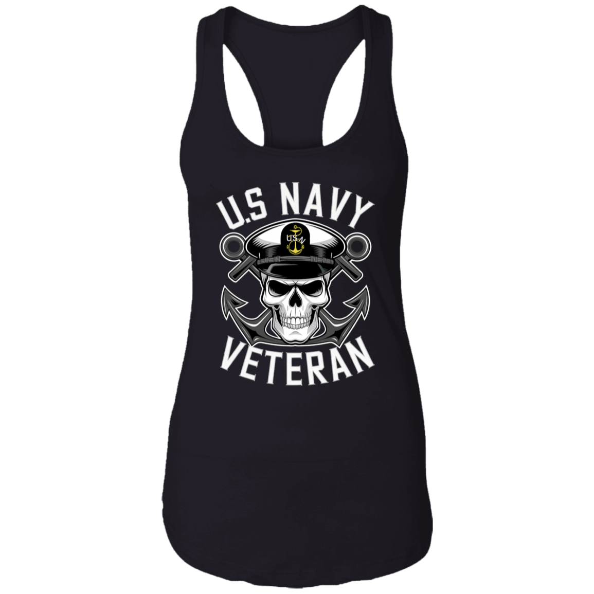 US Navy Veteran Skull Ladies Racerback Tank