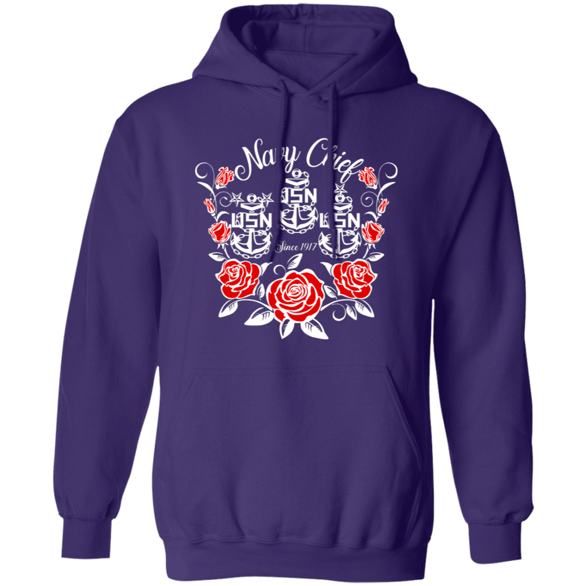 Navy Chief Rose White Pullover Hoodie