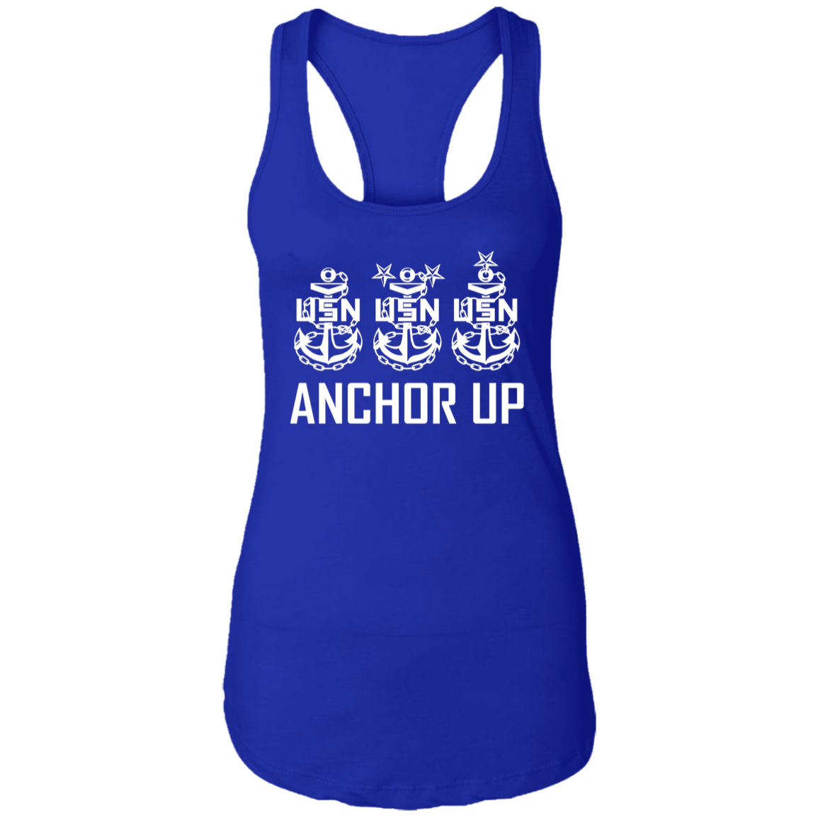 Anchor Up White Design Ladies Racerback Tank