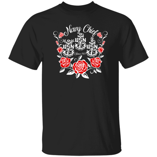 Navy Chief Rose White 5.3 oz. T-Shirt