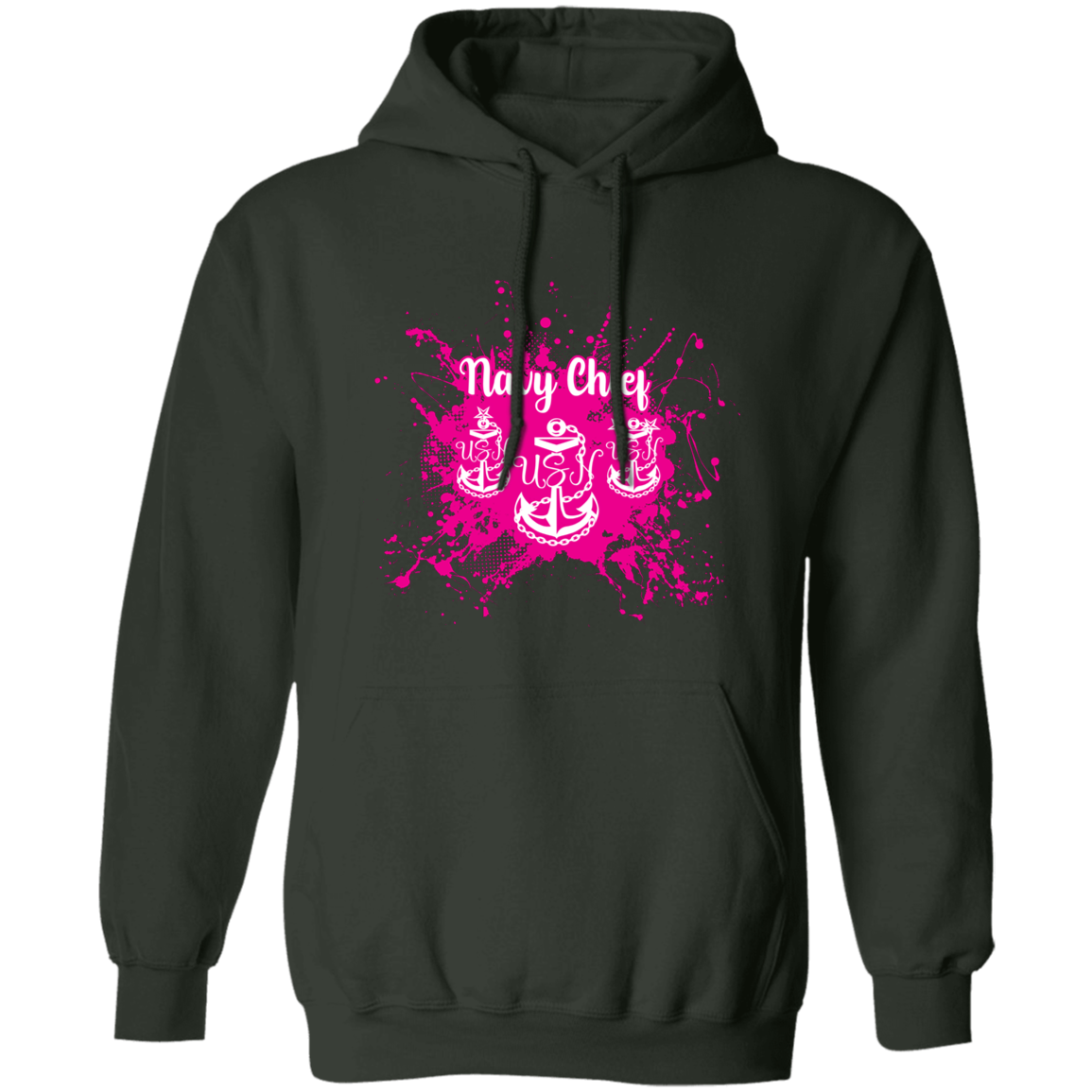 Navy Chief Pink Paint Pullover Hoodie