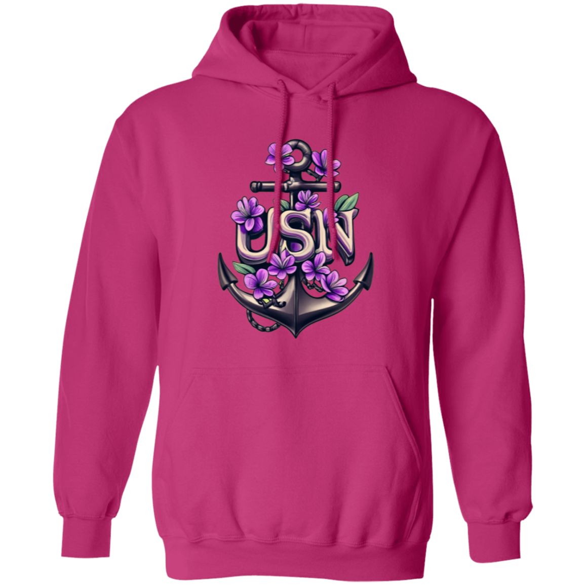 Purple Flower Anchor Pullover Hoodie