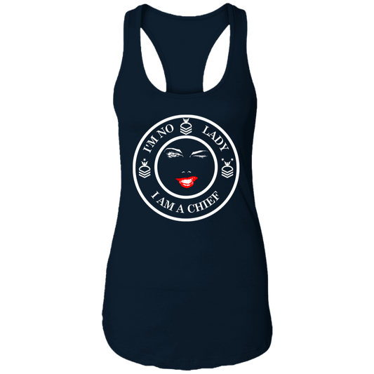 I'm No Lady (White Design) Ladies Racerback Tank