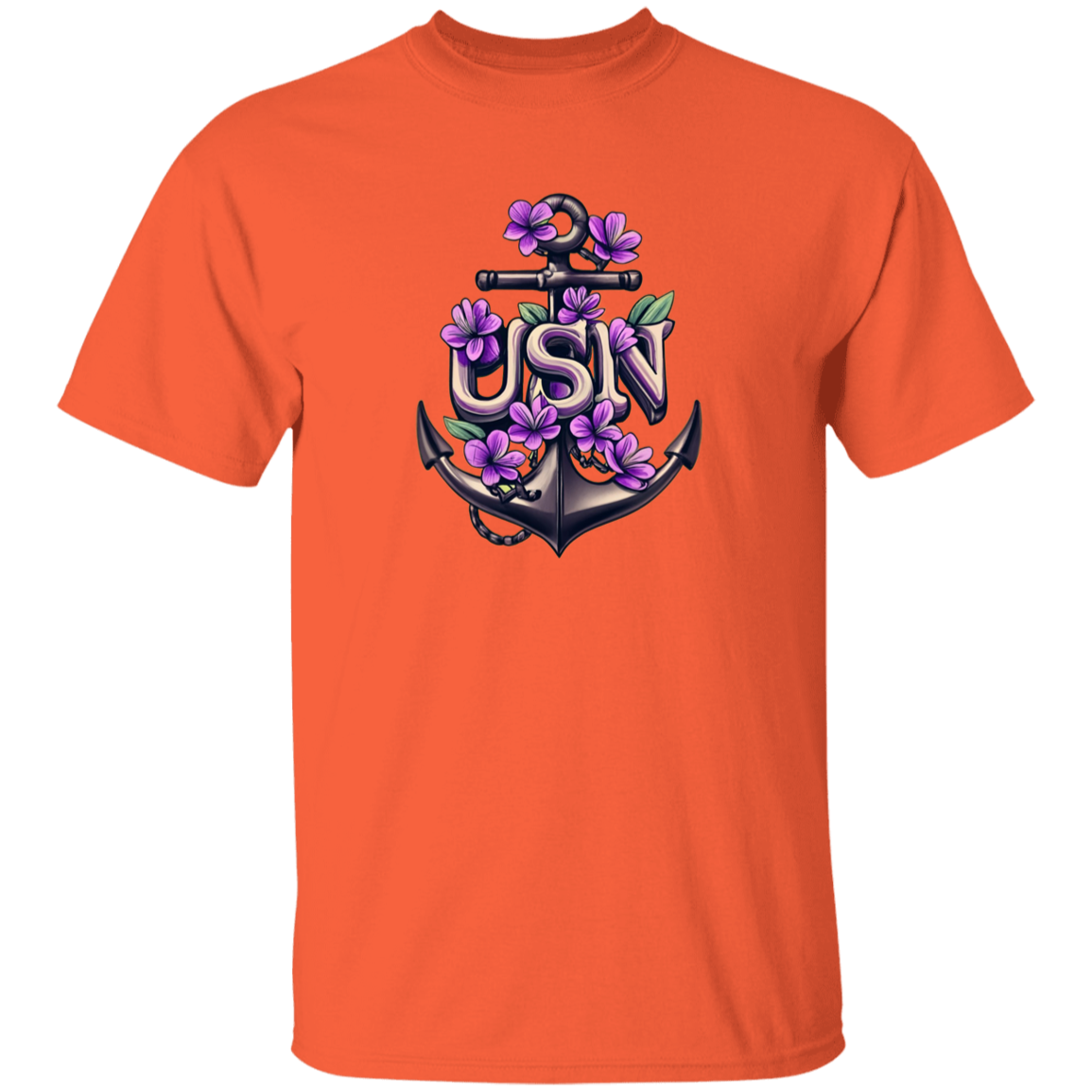 Purple Flower Anchor 5.3 oz. T-Shirt