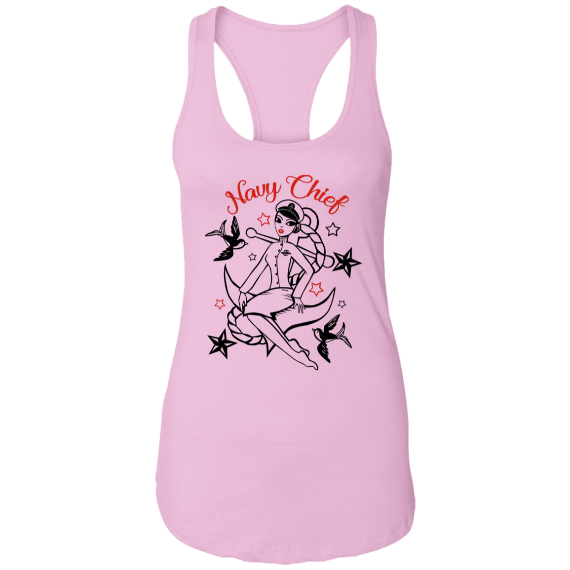 Navy Chief Pin Up Ladies Racerback Tank