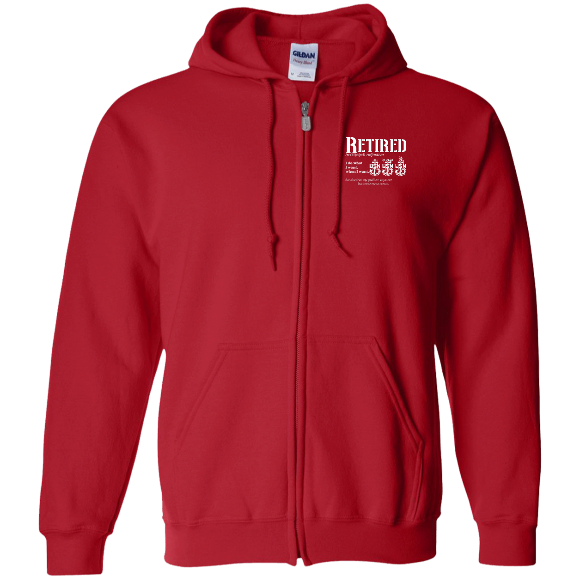 Retired Definition White Zip Up Hooded Sweatshirt
