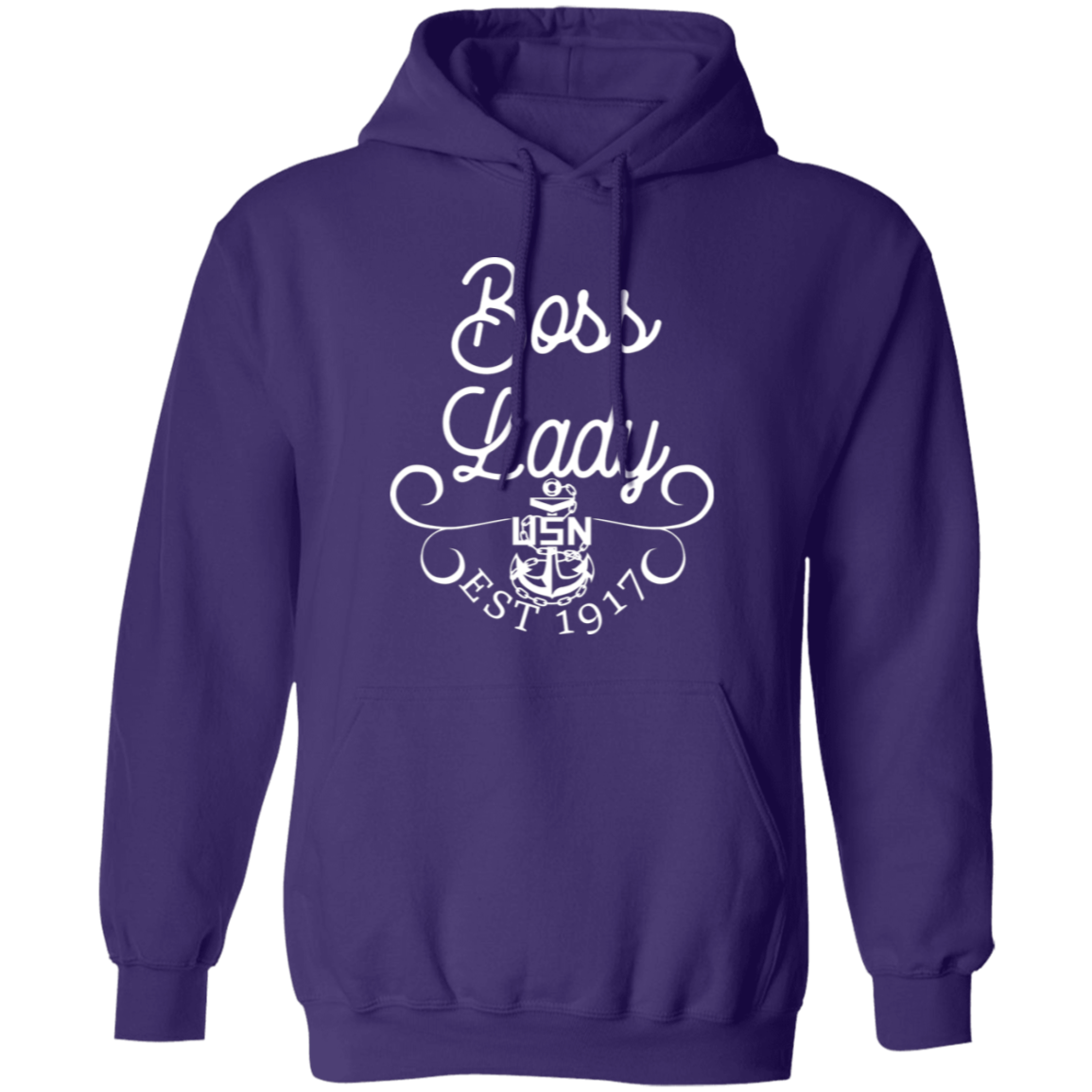 Boss Lady White Design Pullover Hoodie