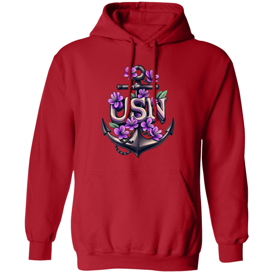 Purple Flower Anchor Pullover Hoodie