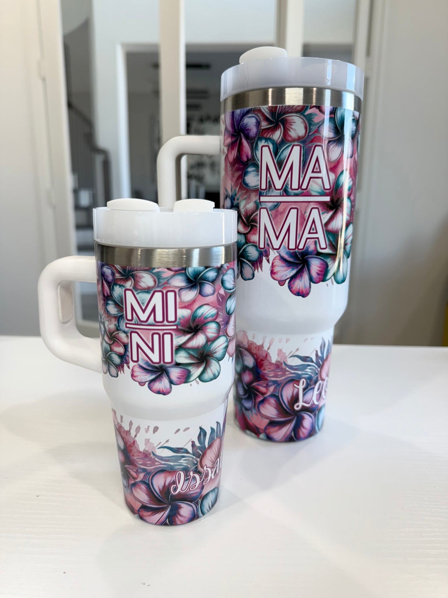 Mommy and Me Plumerias 40 oz and 14oz Tumbler