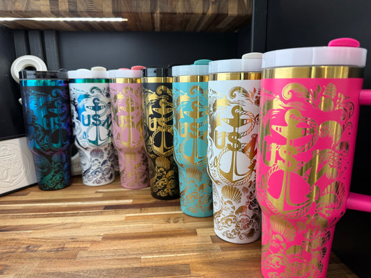 Mermaid of the Deep 40 oz Tumbler Gold Plating
