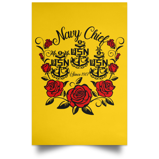 Rose Navy Chief Satin Portrait Poster