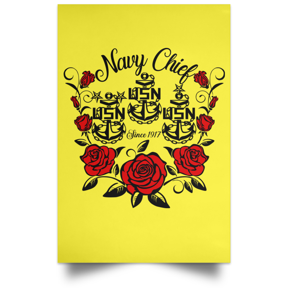 Rose Navy Chief Satin Portrait Poster