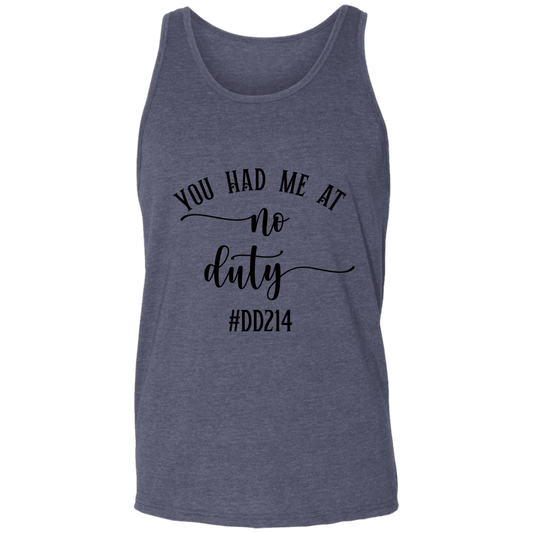 No Duty Unisex Tank