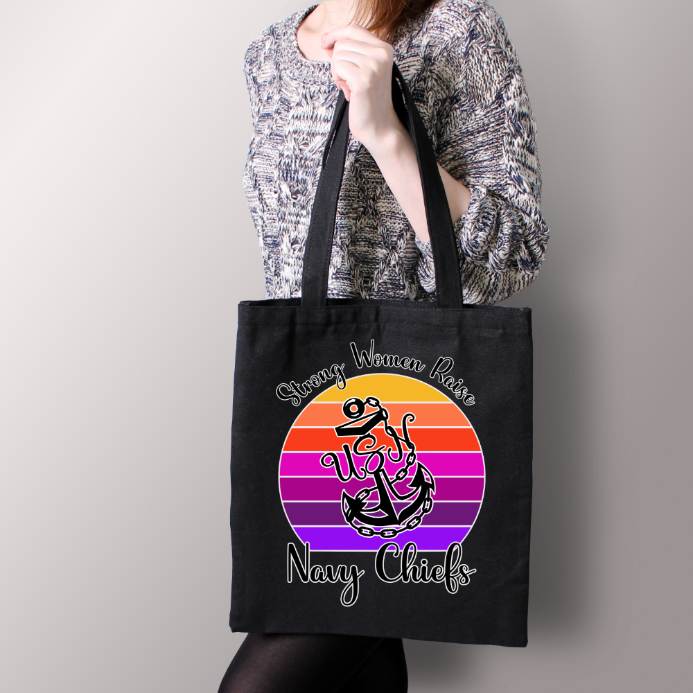 Strong Navy Mom Canvas Tote Bag