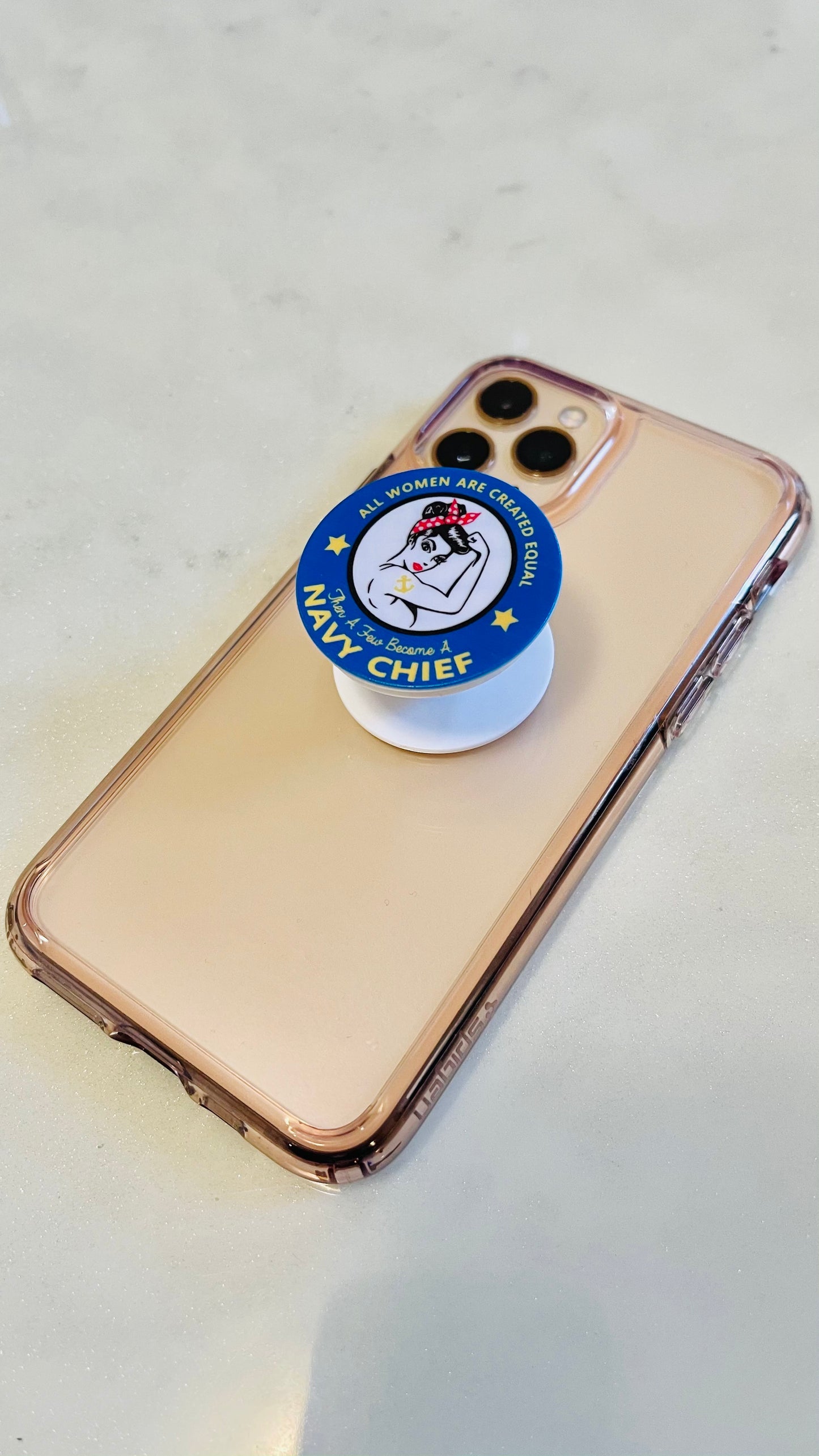 Navy Girl Expanding Phone Pop Grip Socket