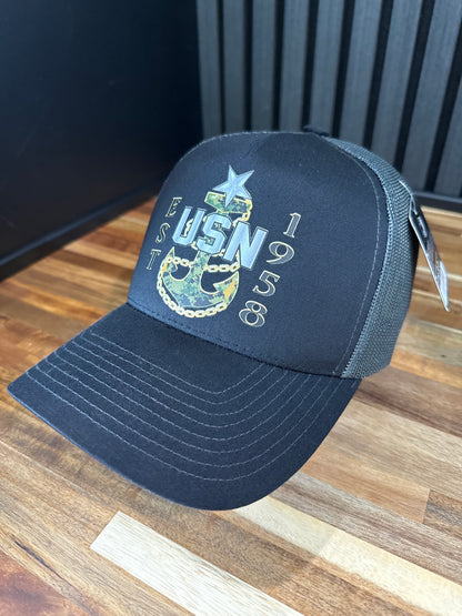 Camo Anchor Curved Mesh Hat