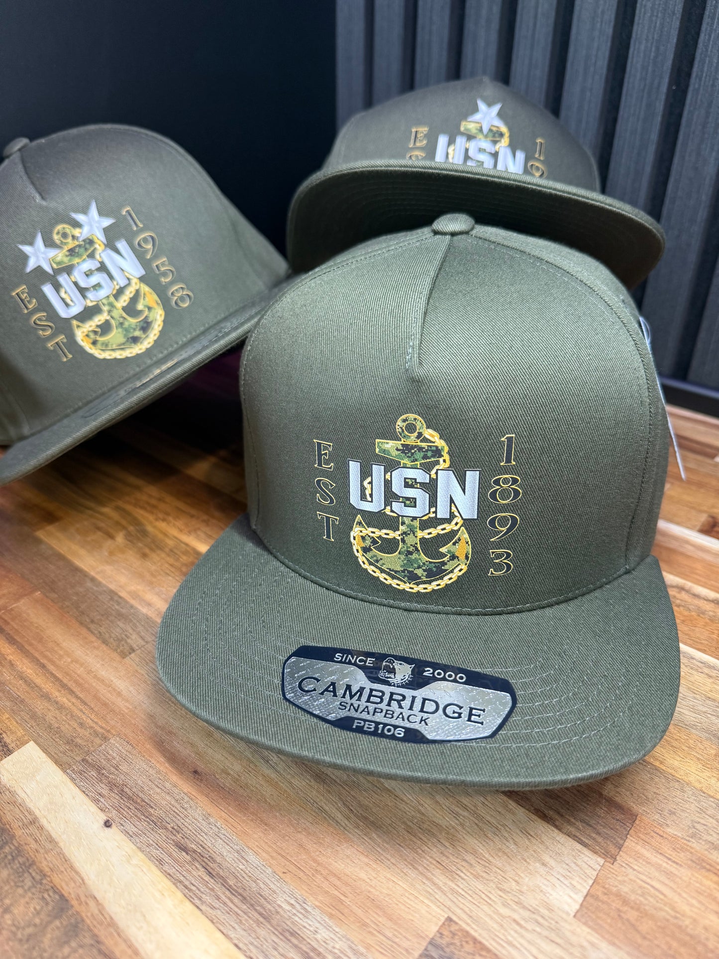 Camo Anchor Snapback Hat