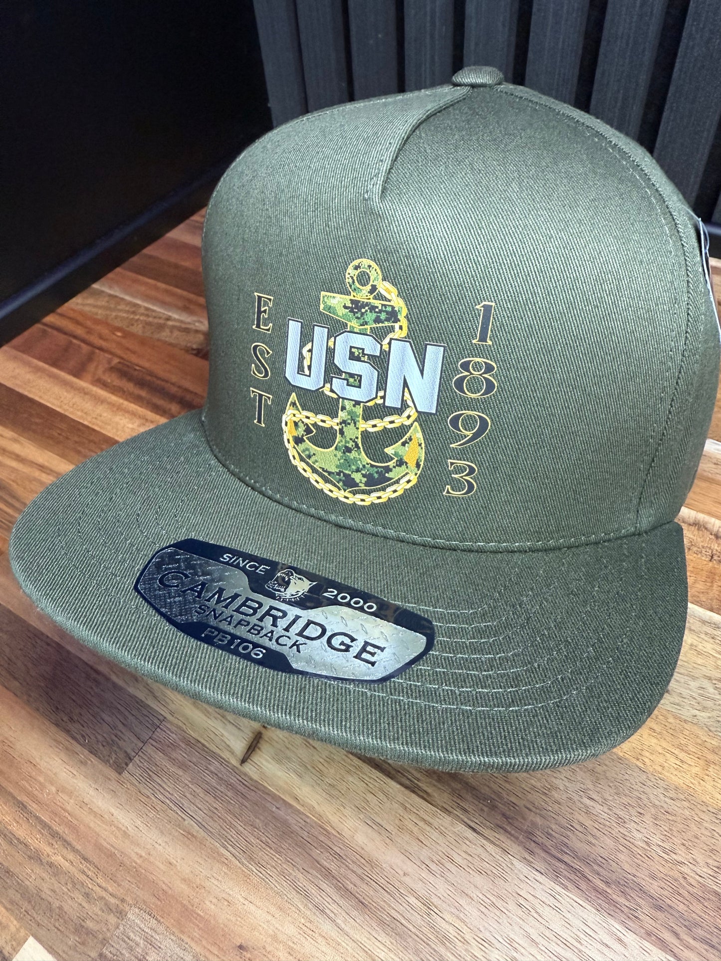Camo Anchor Snapback Hat