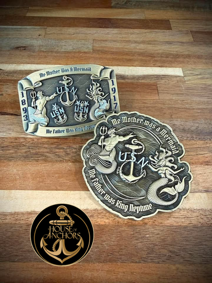 Me Mother and Father Coin and Buckle Set