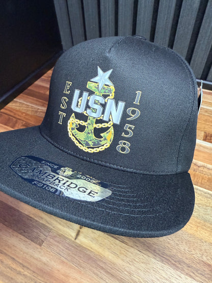 Camo Anchor Snapback Hat