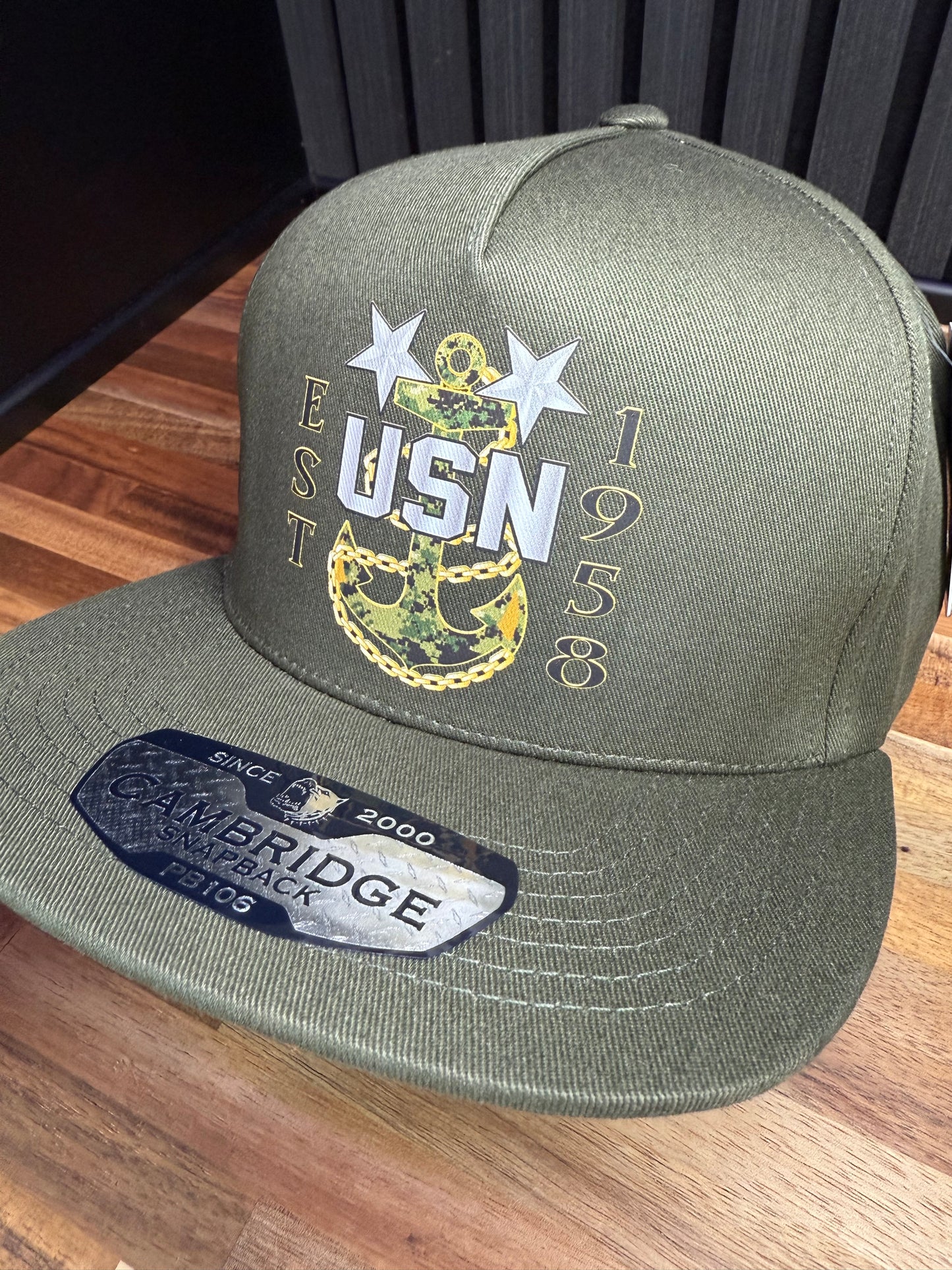 Camo Anchor Snapback Hat