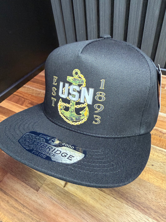 Camo Anchor Snapback Hat