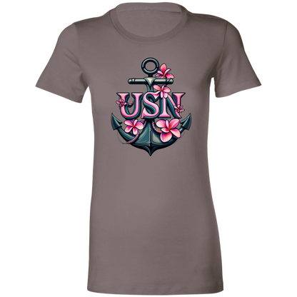 Pink Flower Anchor  Ladies' Favorite T-Shirt