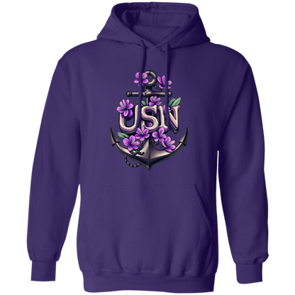 Purple Flower Anchor Pullover Hoodie