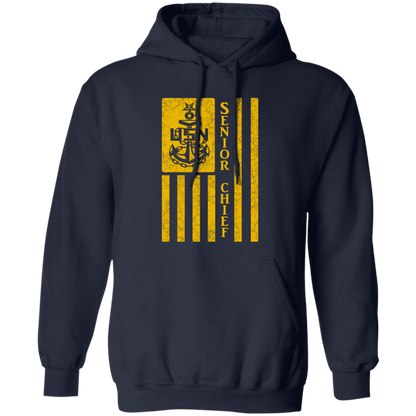 Senior Chief Flag Gold Pullover Hoodie