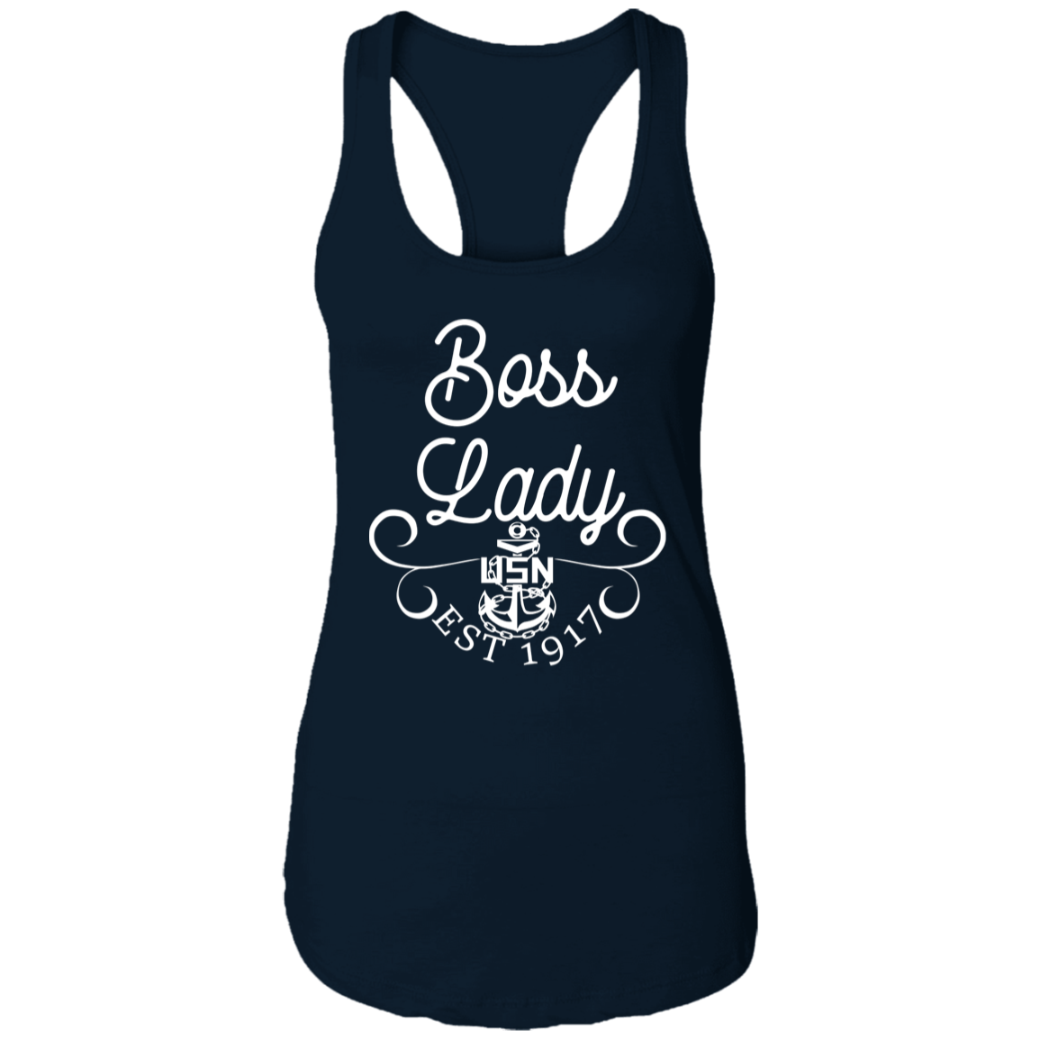 Boss Lady White Design Ladies Racerback Tank