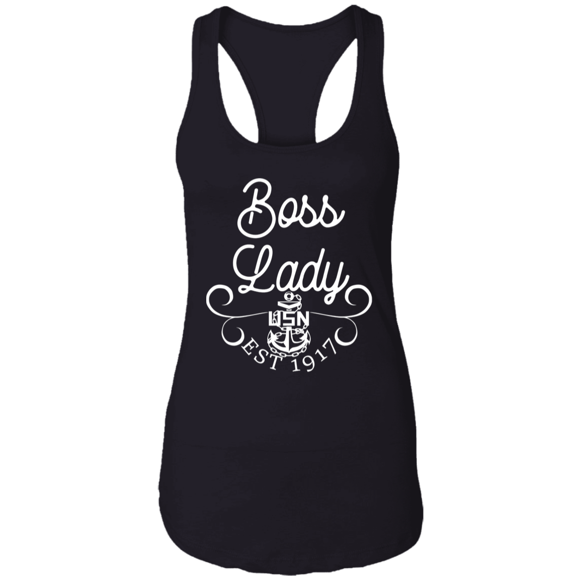 Boss Lady White Design Ladies Racerback Tank