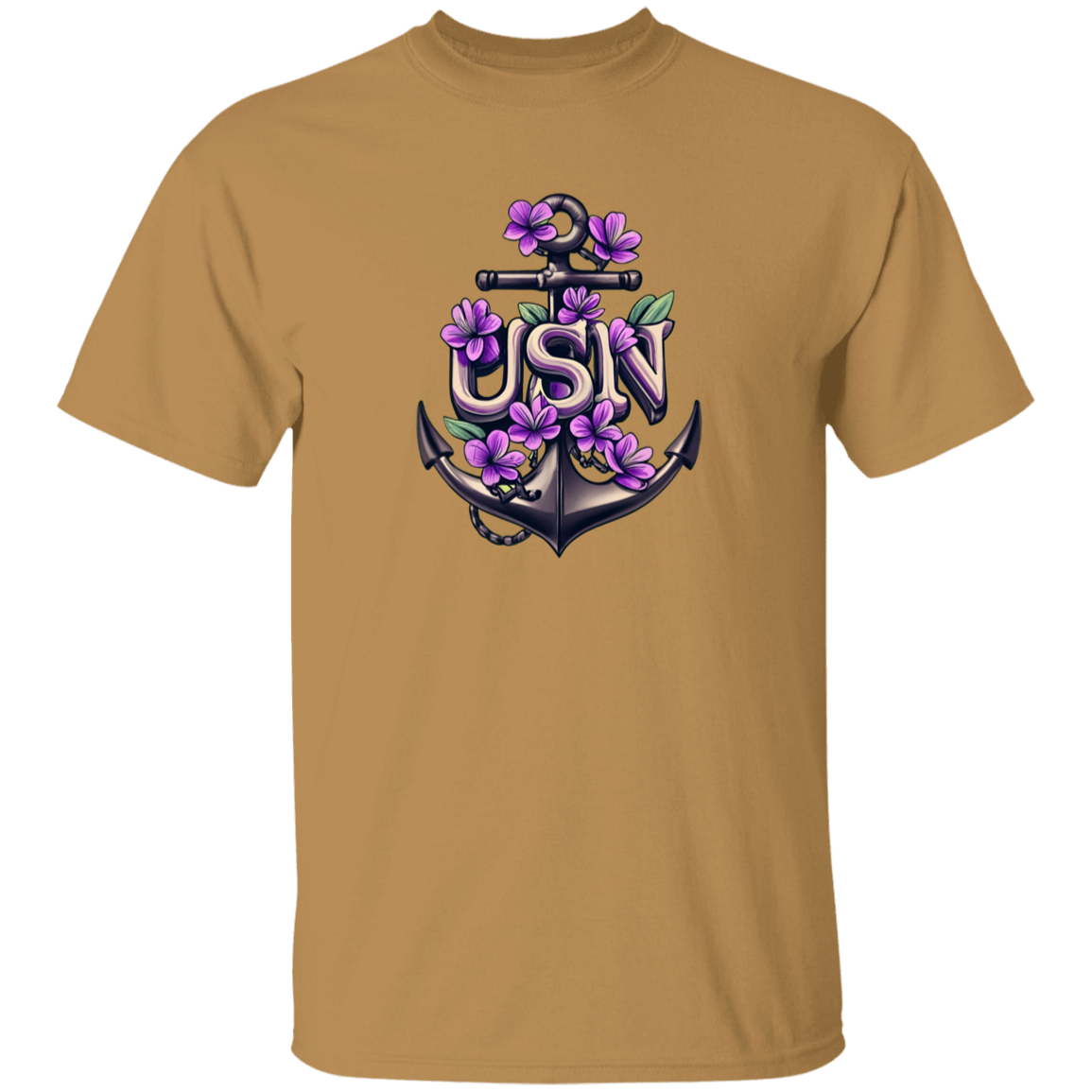 Purple Flower Anchor 5.3 oz. T-Shirt