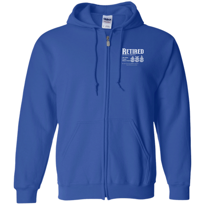 Retired Definition White Zip Up Hooded Sweatshirt