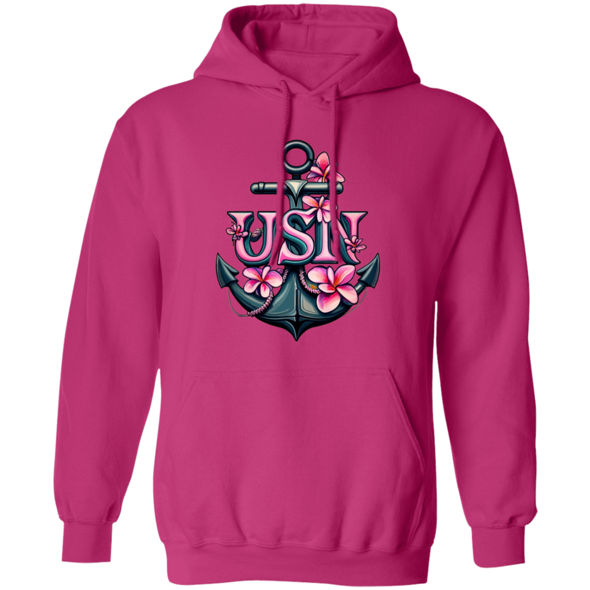 Pink Flower Anchor Pullover Hoodie