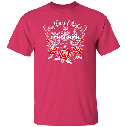 Navy Chief Rose White 5.3 oz. T-Shirt