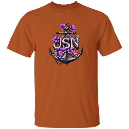Purple Flower Anchor 5.3 oz. T-Shirt