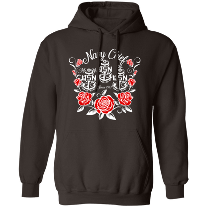 Navy Chief Rose White Pullover Hoodie