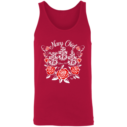 Navy Chief Rose White Unisex Tank