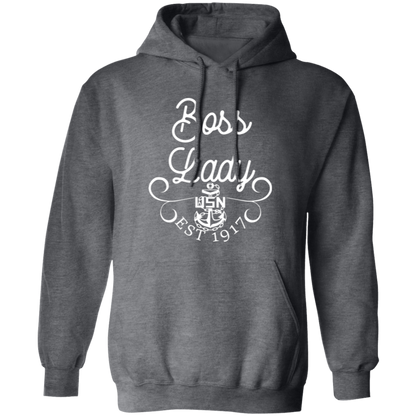 Boss Lady White Design Pullover Hoodie