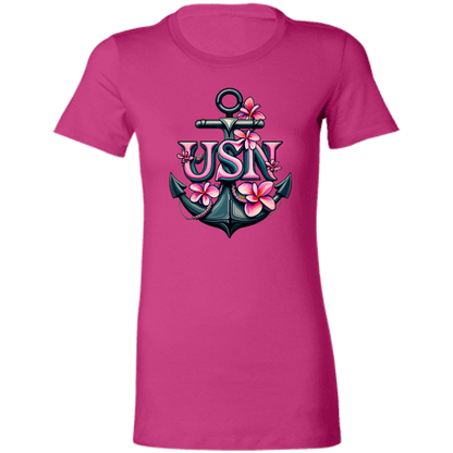 Pink Flower Anchor  Ladies' Favorite T-Shirt