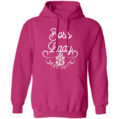 Boss Lady White Design Pullover Hoodie