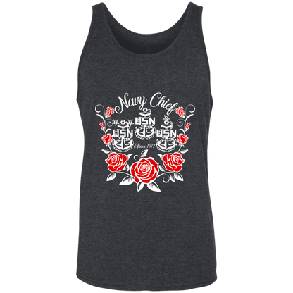 Navy Chief Rose White Unisex Tank