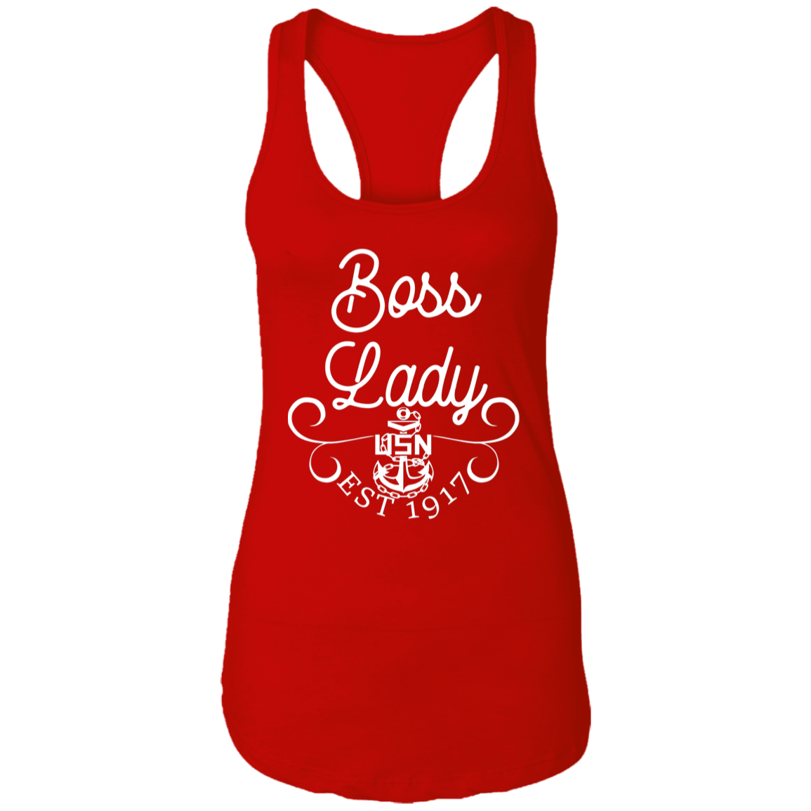 Boss Lady White Design Ladies Racerback Tank