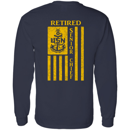 Retired Senior Chief Flag FB LS T-Shirt 5.3 oz.